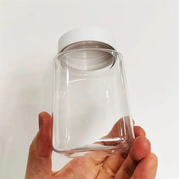 350ml Plastic Square Jars With White Lids Empty 