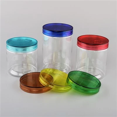 Tarros transparentes de plástico cristalino