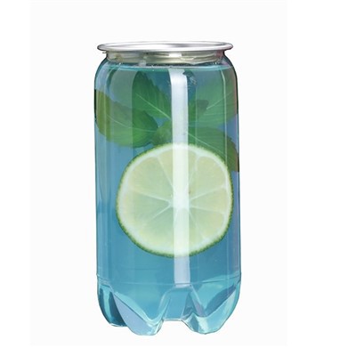 Lata de bebida de plástico transparente
